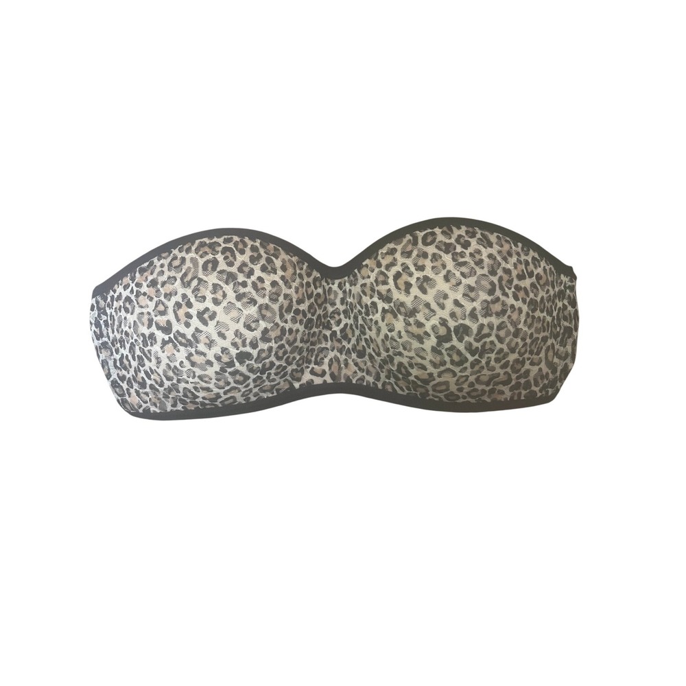 Victorias Secret PINK Leopard Print Bandeau Bikini Top Tan Black Neon Pink New